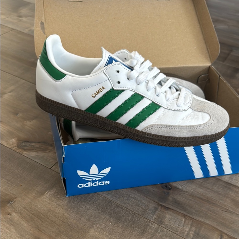 Adidas Samba White and Green Trainers